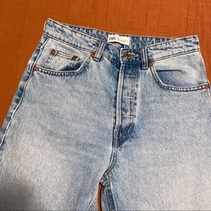 ZARA high rise straight leg jeans in light blue